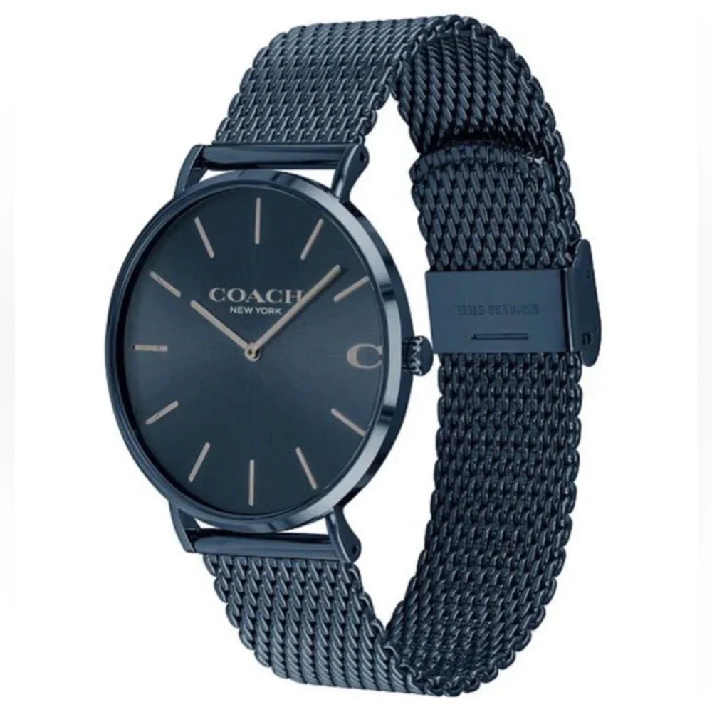 Coach Charles Blue Dial Blue Mesh Bracelet Watch For Men